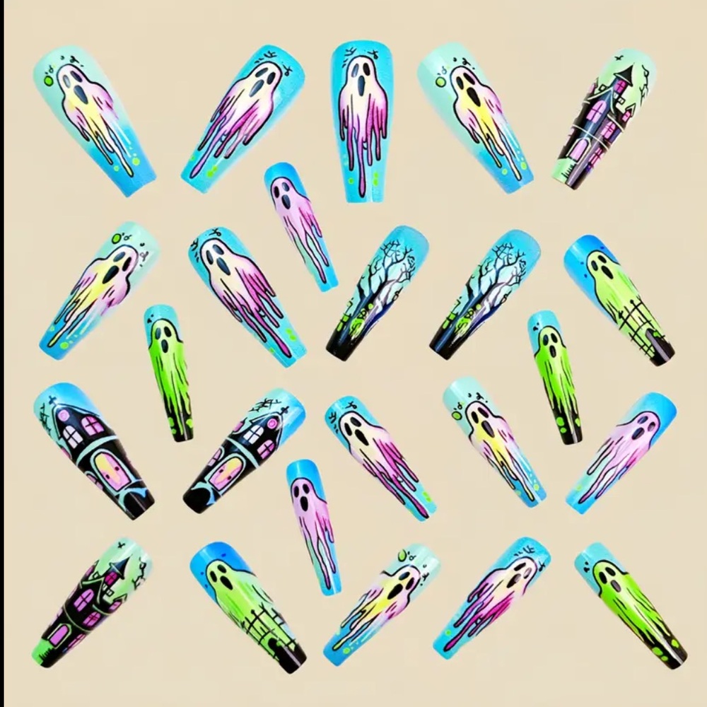 Neon Halloween Press-On Nails, NEW, So Pretty, Instant Manicure - Picture 3 of 5